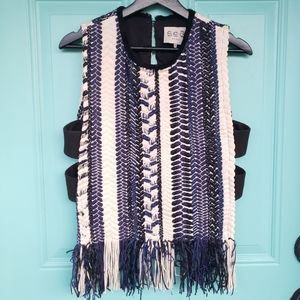 SEA braided natural chevron sleeveless top